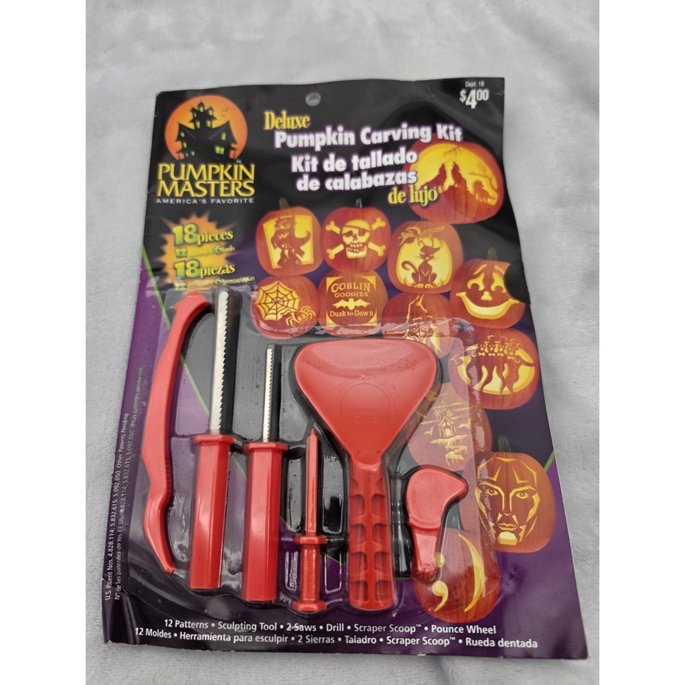 Vtg Nos Pumpkin Carving Kit From 2008 Halloween 18 Patterns 2 Saws 1 Drill